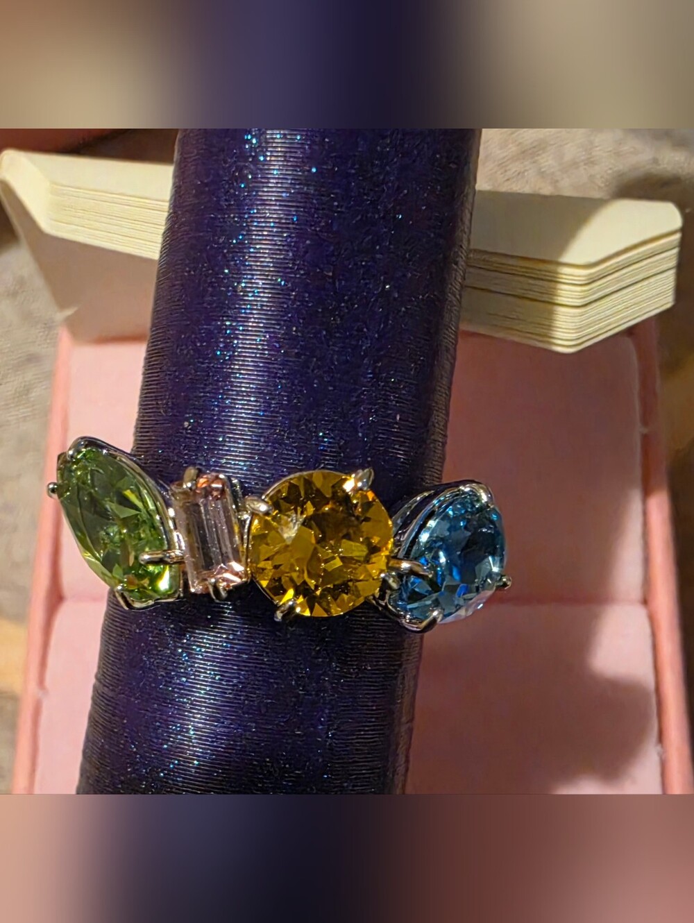 Gema ringMixed cuts, Multicolored, Rhodium plated